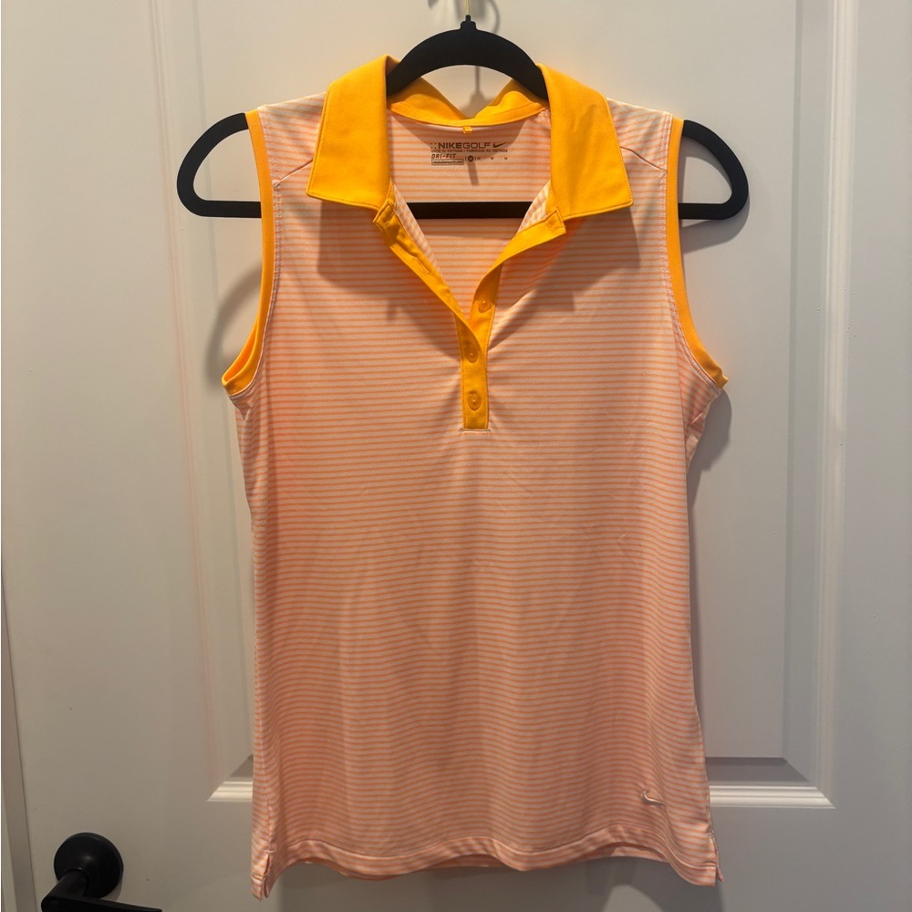 Nike Women's Orange Striped Sleeveless Polo